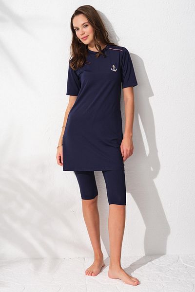 Pierre Cardin 231923 Set costume de baie hijab albastru bleumarin cu jumatate de Mânecă