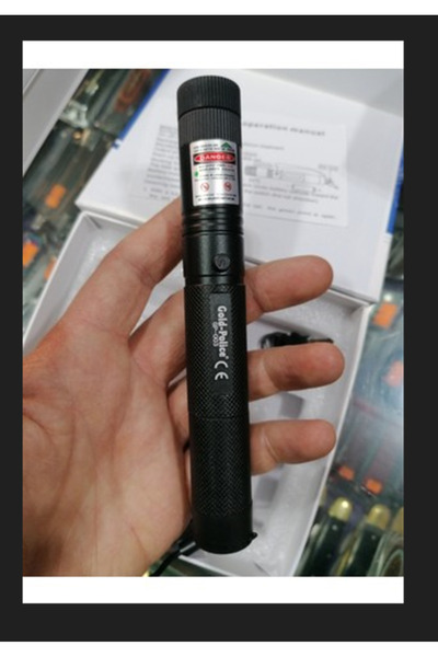 İRHANLAR Yeşil Lazer Şarjlı Uzun Menzilli Gold Police GP-003 Pointer Anahtarlı Şık Kutusunda Döner Başlıklı