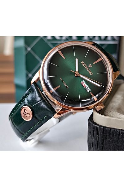 Raymond Rose Gold Green Automatic Men's Wristwatch