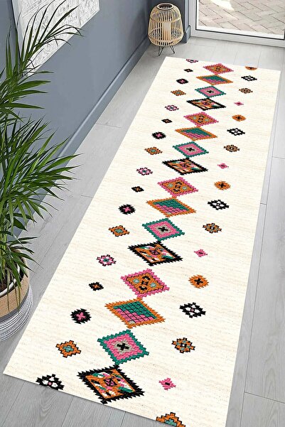 on the clouds Kilim Desenli Etnik Dijital Baskı Yıkanabilir Kaymaz Taban Mode...