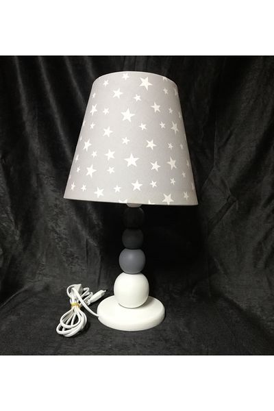 TEKAY AYDINLATMA Gray white black wooden bedroom lampshade