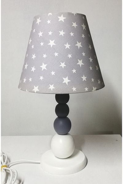 TEKAY AYDINLATMA Gray white black wooden bedroom lampshade