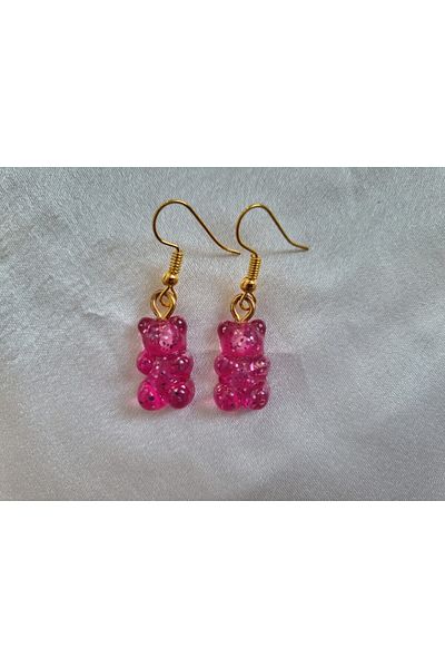Es Kozmetik Glitter Teddy Bear Haribo Earrings with Jelly