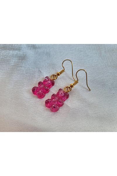Es Kozmetik Glitter Teddy Bear Haribo Earrings with Jelly