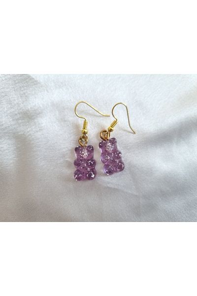 Es Kozmetik Glitter Teddy Bear Haribo Earrings with Jelly