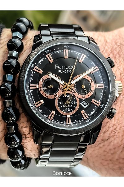 Ferrucci Functions Active Black Men's Wristwatch + Bracelet Gift