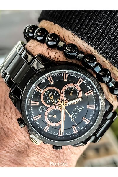 Ferrucci Functions Active Black Men's Wristwatch + Bracelet Gift