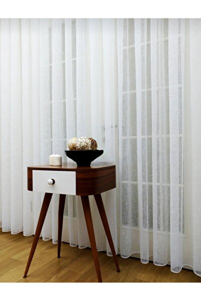 Karesi READY TO USE LINEN SLIPPERS STRIPED SEYREK PLEATED 1X2 TULLE CURTAIN