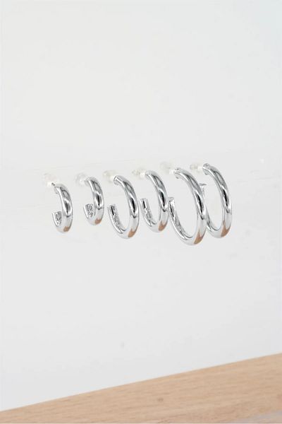 By Zeyna Aksesuar Women's 3 sizes Thick Hoop Earrings 1.7/ 2 / 2.5 cm