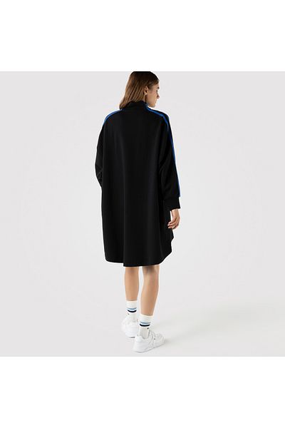 Lacoste Women's Relaxed Fit Long Sleeve Shirt Collar Striped Black Dress