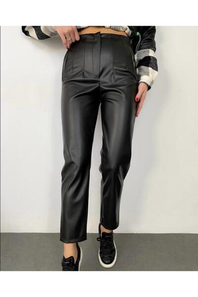 royshop Pantaloni din piele model morcov