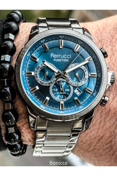 Ferrucci Smoked Sports Watch Steel Cord Waterproof Men's Wristwatch + Bracelet