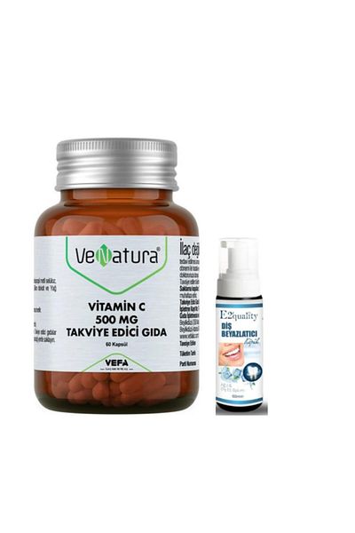 VeNatura Vitamin C 500 Mg Food Supplement 60 Capsules - Teeth Whitening Foam Gift