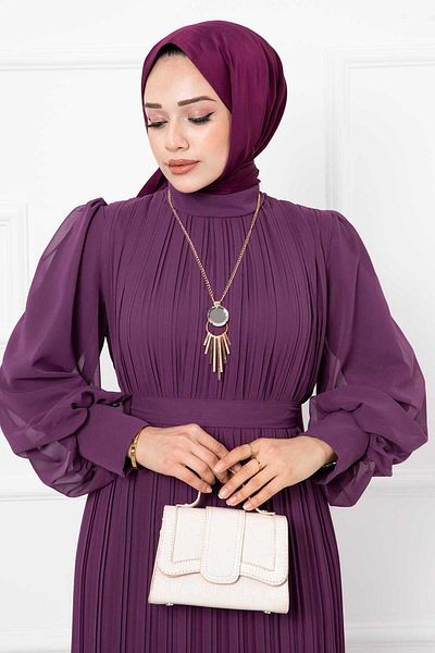 EBRUTESETTÜR Rochie hijab din organza cu maneci MD20144