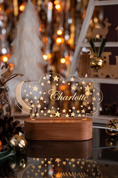 mogokids Bulut yıldızlı kişiye özel isimli Gece lambası İSİMLİ( KİŞİLEŞTİRİLEBİLİR)