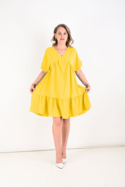 KSV Collection Uzun, fırfırlı, günlük kadın tunik.