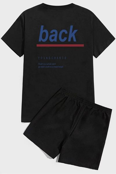 DAXİS Sportwear Company Women's Back Printed 2-Piece Set - Crew Neck Oversize T-shirt & Shorts DAXİS Sportwear Company