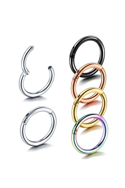 Öte Beri Hayallerin Ötesi 316L Surgical Steel - Antiallergic Cartilage Tragus Helix, Lock Ring Earring Piercing, 1 Piece
