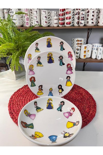 TEBAK COLLECTION DISNEY PRINCESSES PATTERNED 6-Piece BABY DISH SET FEEDING SET