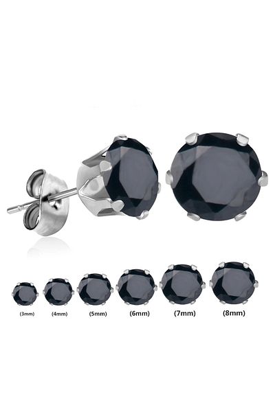 Öte Beri Hayallerin Ötesi Unisex 316L Surgical Steel - Antiallergic Stainless Tarnish Oval Zircon Stone Double Earrings Set