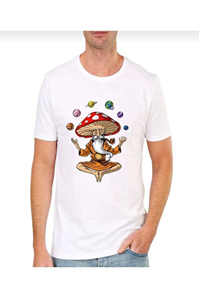 PERISENSE Unisex Γυναικείες Ανδρικές μπλούζες Mushromms Yoga Planets με στάμπ...