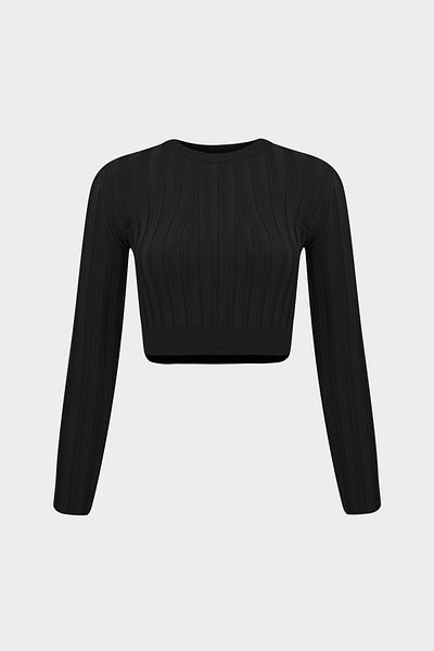 Açelya Okcu Crew Neck Slim Fit Crop Knitwear Sweater