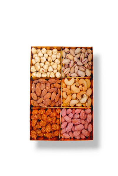 ÇITIR TEZGAH Hediye paketli lüks karışık kuruyemiş altı çeşit 400 GR (Gold ku...