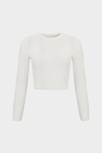 Açelya Okcu Crew Neck Slim Fit Crop Knitwear Sweater