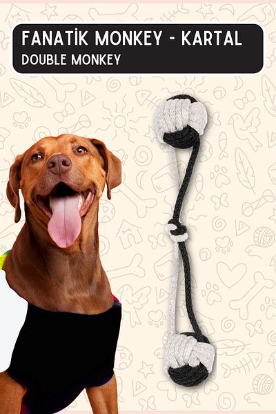 Proud Wave Dog Toy Fanatic Dental Floss Teeth Health Black and White Traction Medium Large Breed Teething Floss