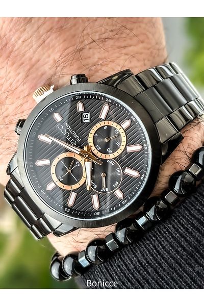 Ferrucci Functions Active Black Color Steel Strap Waterproof Men's Wristwatch + bracelet