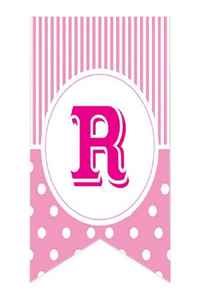 Kazanabil PINK COLORED POINTED FLAM FLAG LETTERS R LETTER