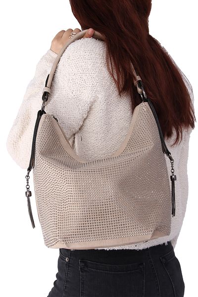 Nas Bag NAS 1071 MULTI-STONE HAND AND SHOULDER STRAP BAG SAND