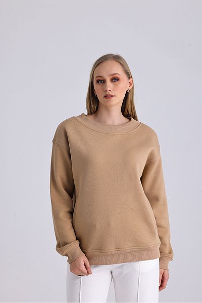 MuuBs Flat Wide Collar Long Sleeve Fillet Pocket 3 Thread Unisex Loose Cut Sweatshirt