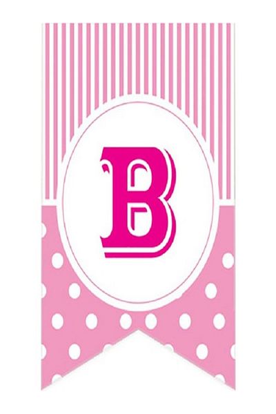 Kazanabil PINK COLORED POINTED FLAM FLAG LETTERS B LETTER