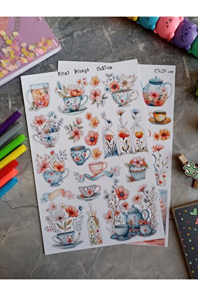 Hiras Dizayn Autocolante florale tematice Tea Time 40 bucăți Autocolante 17x2...