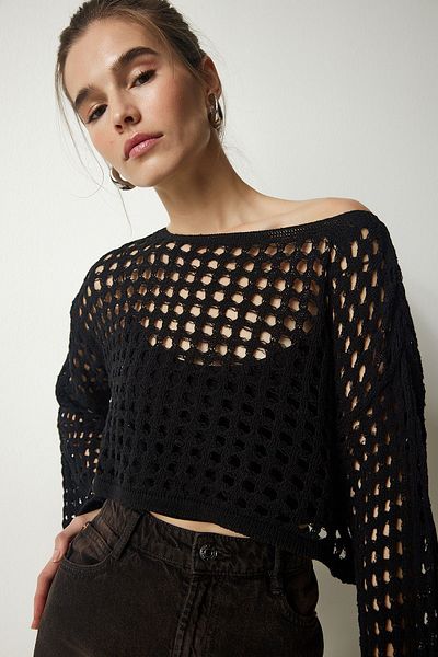 laughs Women's Perforated Openwork Knitwear Bolero Wg1300