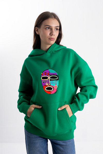 PullTheHood Unisex Oversize Peace Thick Hooded Sweatshirt