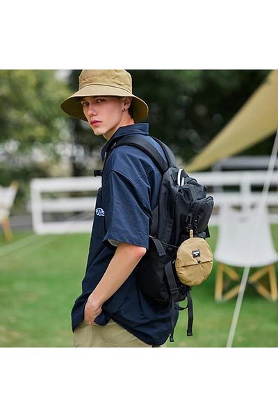 Shopiolog Summer Beach Foldable Fisherman Bucket Hat Drawstring Waterproof AntiUV Protection Camping Hiking Mountaineering