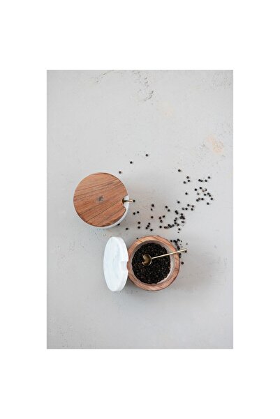 Warm Design Marble & Wood Covered Bowl