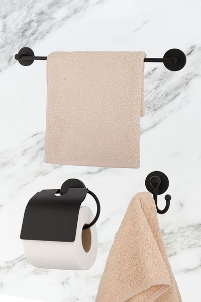 UG Home Μαύρη μακριά κρεμάστρα για πετσέτες με φαρδύ κάλυμμα Θήκη για χαρτί υγείας Μαύρη κρεμάστρα για πιρούνια Οργανωτής μπάνιου