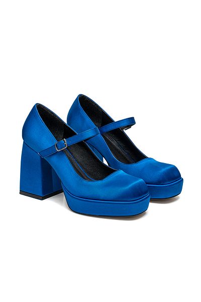 Desa Pantofi cu platformă Mary Jane din satin pentru femei Petal Blue