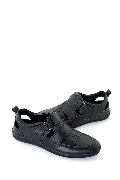 grado Genuine Leather Men's Sandals, Soft Orthopedic Comfort, Oversize, Bright Black 1253