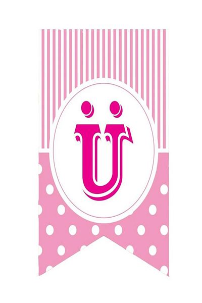 Kazanabil PINK COLORED POINTED FLAM FLAG LETTERS U LETTER