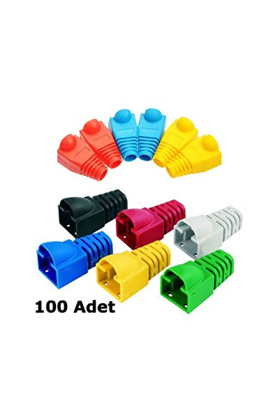 Vigor Rj45 Cat5 Renkli Konnektör Koruma Kılıfı Network Boot 100 Adet Papuç