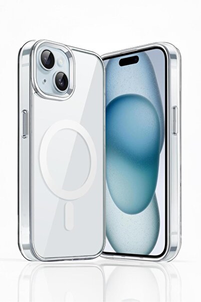 mooodcase iPhone 15 Uyumlu Magsafe Wireless Kablosuz Şarj Destekli Darbe Emici Şeffaf Kılıf