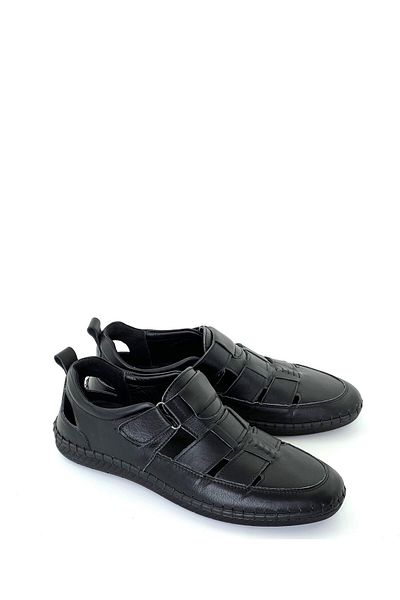grado Genuine Leather Men's Sandals, Soft Orthopedic Comfort, Oversize, Bright Black 1253