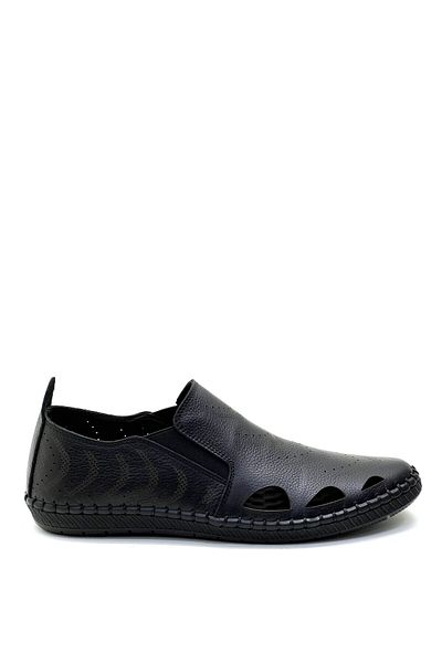 grado Genuine Leather Men's Summer Perforated Shoes Black Color 1000-17