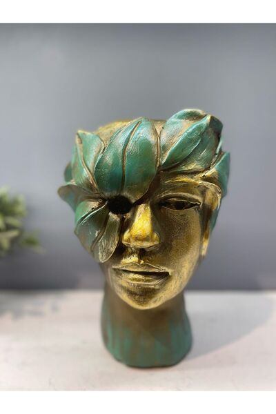 Peramari Dekoratif Polyester Helen Sürat Saksı Gold Mavi Eskitme