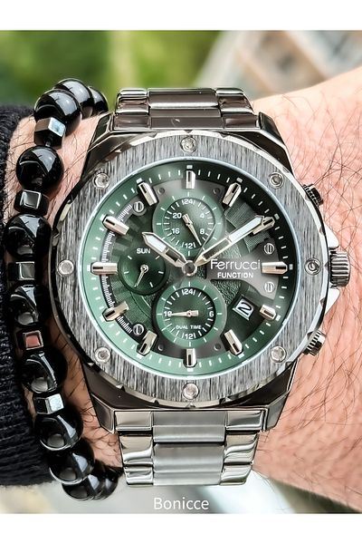 Ferrucci Function Specially Designed Men's Wristwatch with Functional Calendar and Bracelet as a Gift
