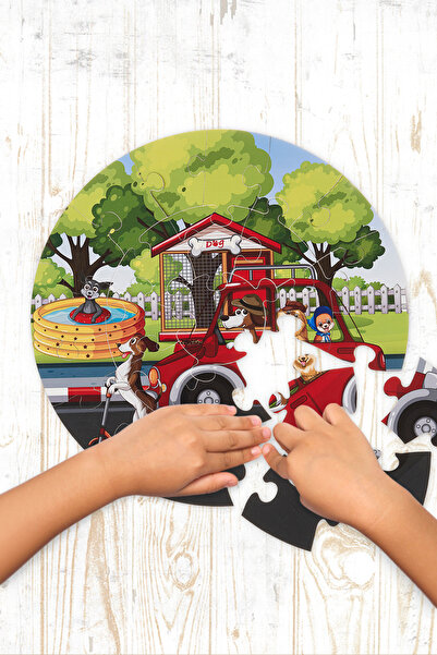 ceodesign بازل خشبي كبير الحجم حيوانات لطيفة في السيارة 25 قطعة قطر 42 سم